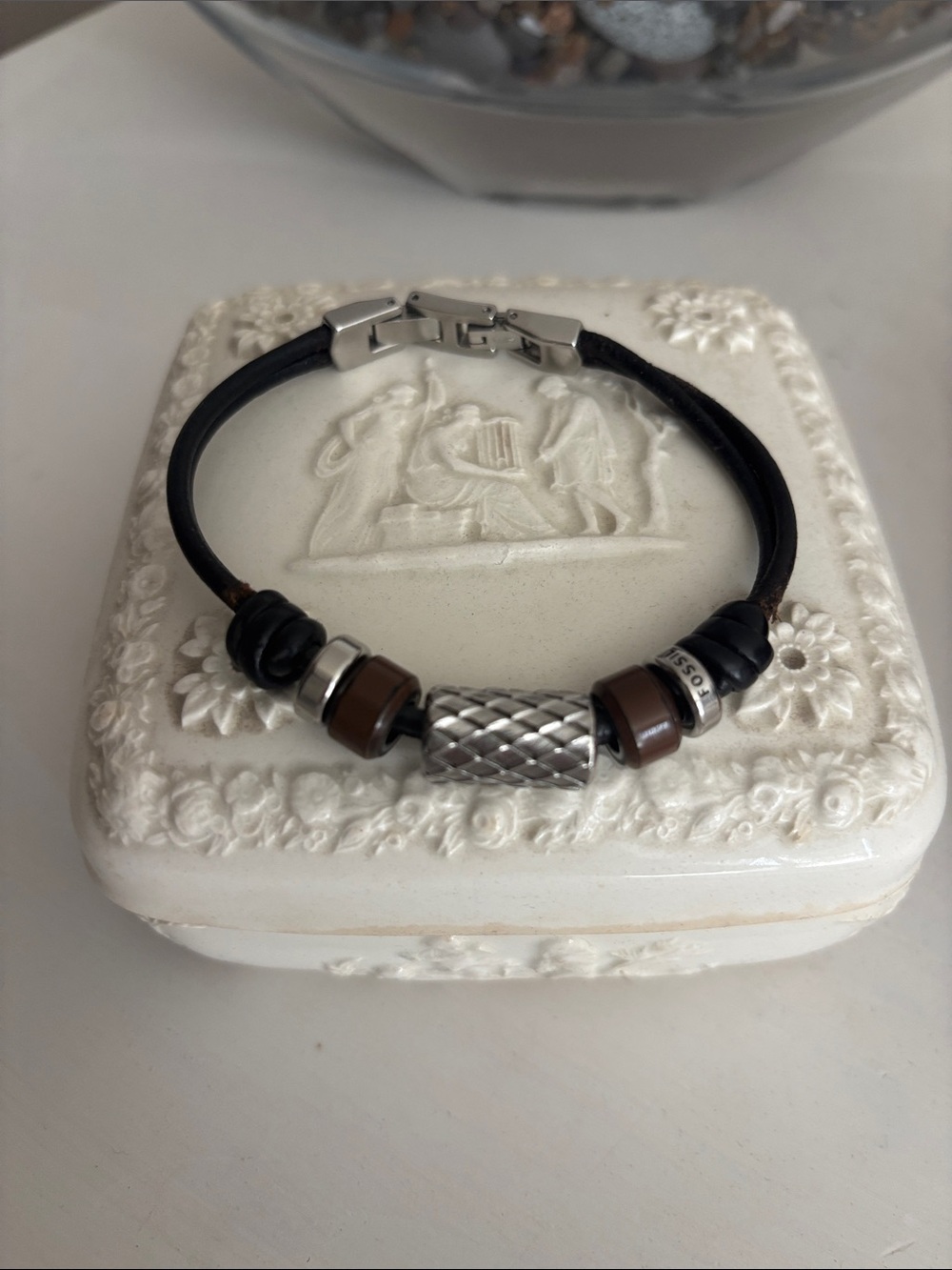 FOSSIL Leather Bracelet with Beads